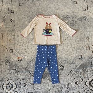 Baby Boden bunny in teacup outfit, 12-18 months